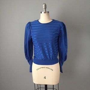 Blue Striped Cropped Sweater fro Top Shop